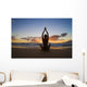 Hawaii, Maui, Silhouette Of Beautiful Girl Doing Yoga On The Beach Wall Mural