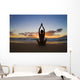 Hawaii, Maui, Silhouette Of Beautiful Girl Doing Yoga On The Beach Wall Mural