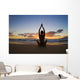 Hawaii, Maui, Silhouette Of Beautiful Girl Doing Yoga On The Beach Wall Mural