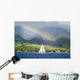 Rainbow In Front Of West Mauis Mountain Range With Sailboat In Ocean Wall Mural