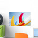Colorful Surfboards Fins, Bright Sunny Sky In Background Wall Mural