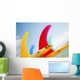 Colorful Surfboards Fins, Bright Sunny Sky In Background Wall Mural