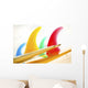 Colorful Surfboards Fins, Bright Sunny Sky In Background Wall Mural