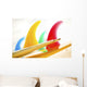 Colorful Surfboards Fins, Bright Sunny Sky In Background Wall Mural