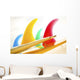 Colorful Surfboards Fins, Bright Sunny Sky In Background Wall Mural