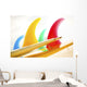 Colorful Surfboards Fins, Bright Sunny Sky In Background Wall Mural
