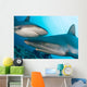 Micronesia, Two Gray Reef Sharks In Turquoise Ocean Water Wall Mural