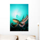 Giant Pacific Octopus With Diver Viewing Down Wall Mural