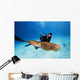 Micronesia, Diver With Camera Swims Near Common Cuttlefish Wall Mural