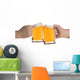 two people making a toast with beer mugs Wall Decal