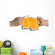 two people making a toast with beer mugs Wall Decal