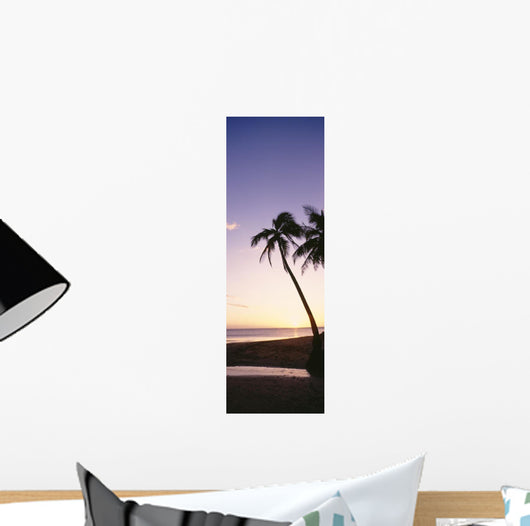 Palm Trees Silhouetted Beach Wall Decal Design 2
