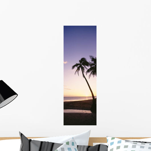Palm Trees Silhouetted Beach Wall Decal Design 2