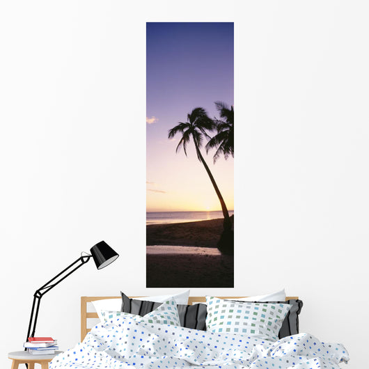 Palm Trees Silhouetted Beach Wall Decal Design 2