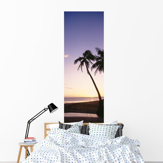 Palm Trees Silhouetted Beach Wall Decal Design 2