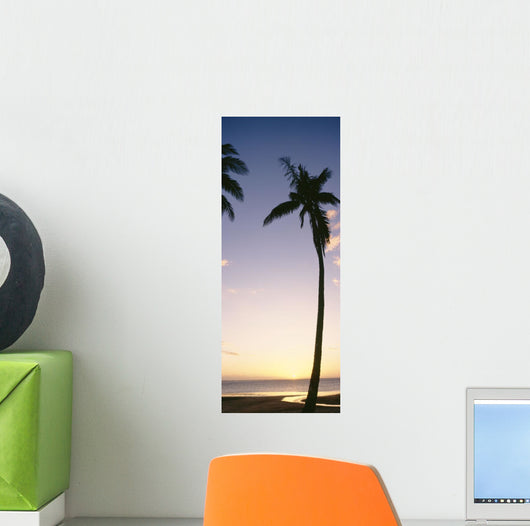 Palm Trees Silhouetted Beach Wall Decal Design 1