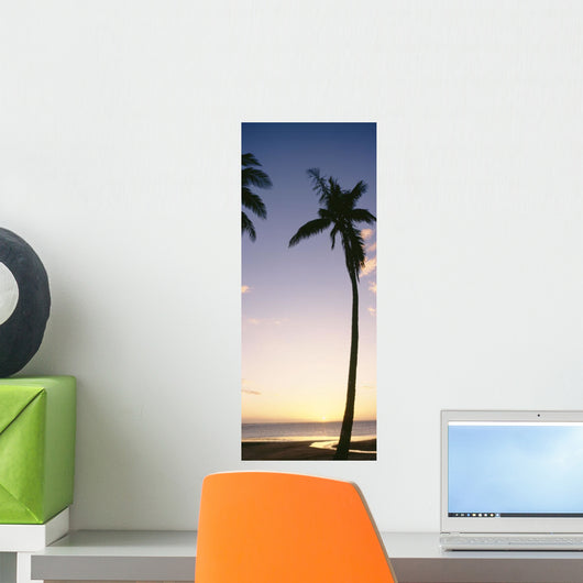 Palm Trees Silhouetted Beach Wall Decal Design 1