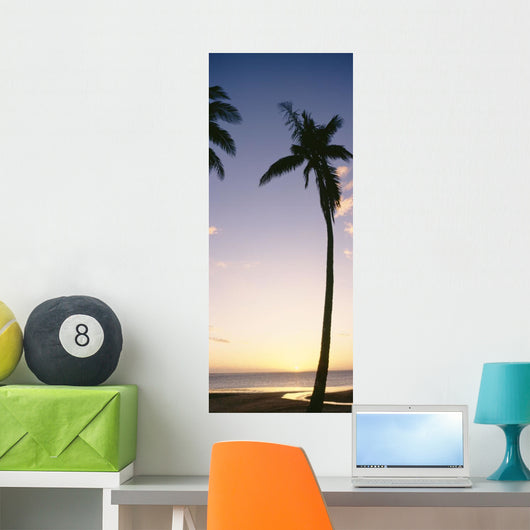 Palm Trees Silhouetted Beach Wall Decal Design 1