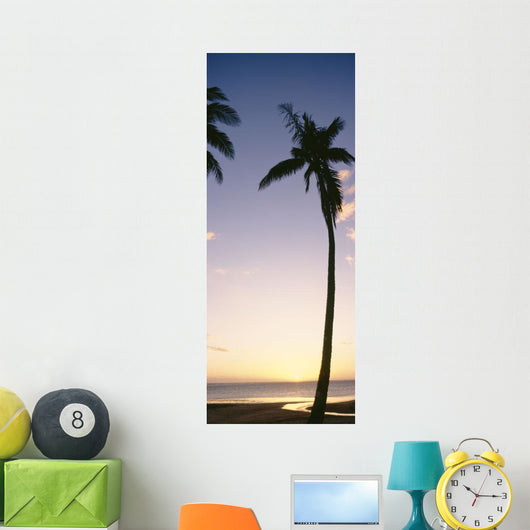 Palm Trees Silhouetted Beach Wall Decal Design 1