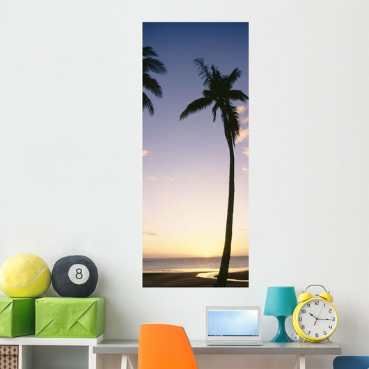 Palm Trees Silhouetted Beach Wall Decal Design 1