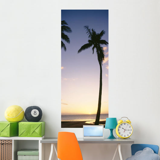 Palm Trees Silhouetted Beach Wall Decal Design 1