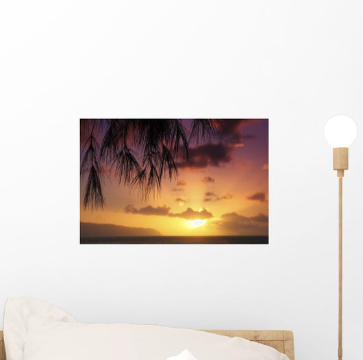 Hawaii Oahu Beautiful Sunset Wall Decal Design 3