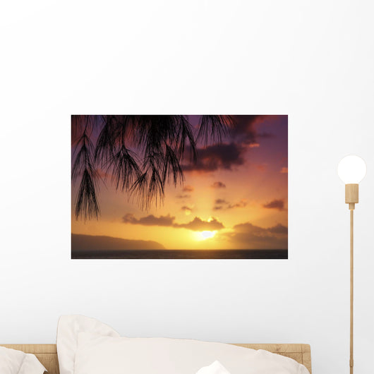 Hawaii Oahu Beautiful Sunset Wall Decal Design 3