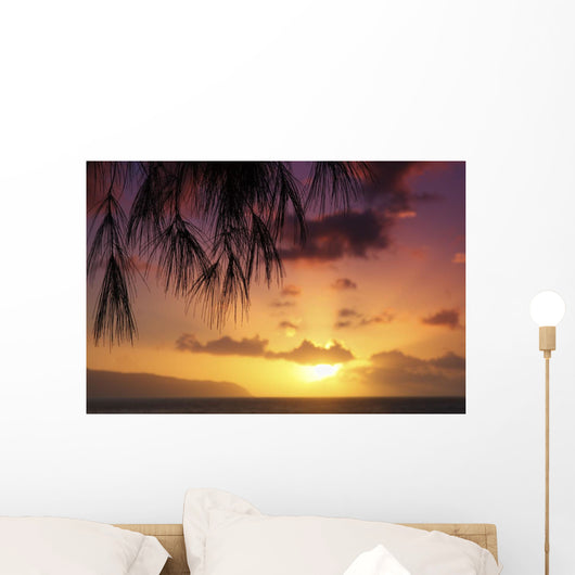 Hawaii Oahu Beautiful Sunset Wall Decal Design 3