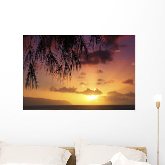 Hawaii Oahu Beautiful Sunset Wall Decal Design 3