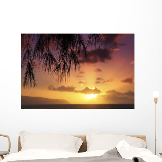 Hawaii Oahu Beautiful Sunset Wall Decal Design 3