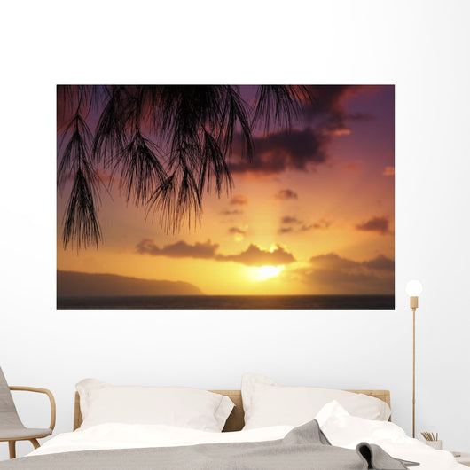 Hawaii Oahu Beautiful Sunset Wall Decal Design 3