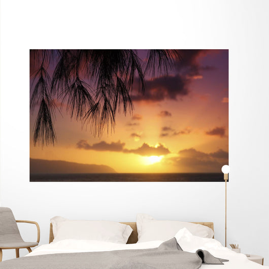 Hawaii Oahu Beautiful Sunset Wall Decal Design 3