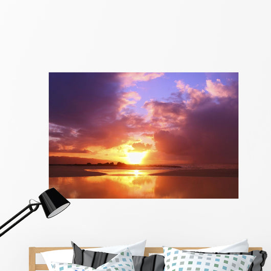 Hawaii Oahu Beautiful Sunset Wall Decal Design 2