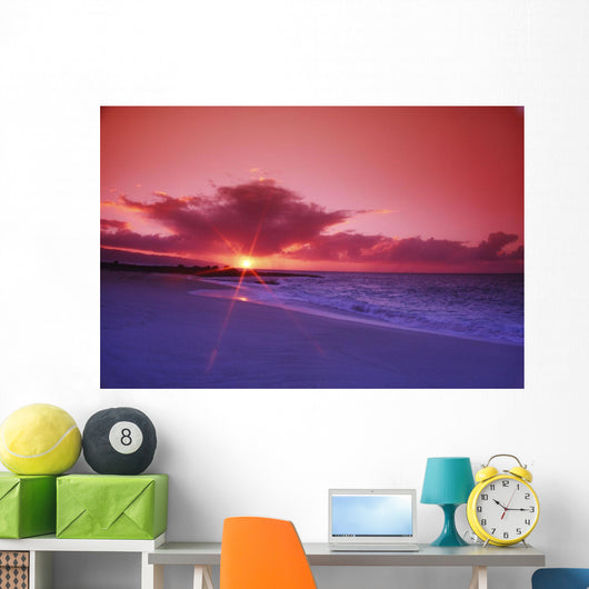 Hawaii Oahu Beautiful Sunset Wall Decal Design 1