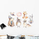 Watercolor Bohemian Baby Animals Wall Decal Sticker Set
