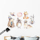 Watercolor Bohemian Baby Animals Wall Decal Sticker Set