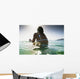 Woman Sitting Surfboard Water Wall Decal