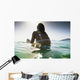 Woman Sitting Surfboard Water Wall Decal