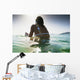 Woman Sitting Surfboard Water Wall Decal