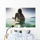 Woman Sitting Surfboard Water Wall Decal
