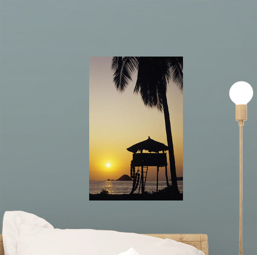Mexico Silhouette Beach Bungalow Wall Decal