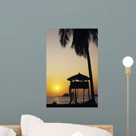 Mexico Silhouette Beach Bungalow Wall Decal
