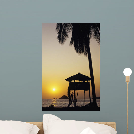 Mexico Silhouette Beach Bungalow Wall Decal