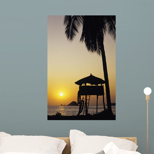 Mexico Silhouette Beach Bungalow Wall Decal