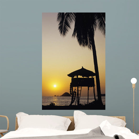 Mexico Silhouette Beach Bungalow Wall Decal