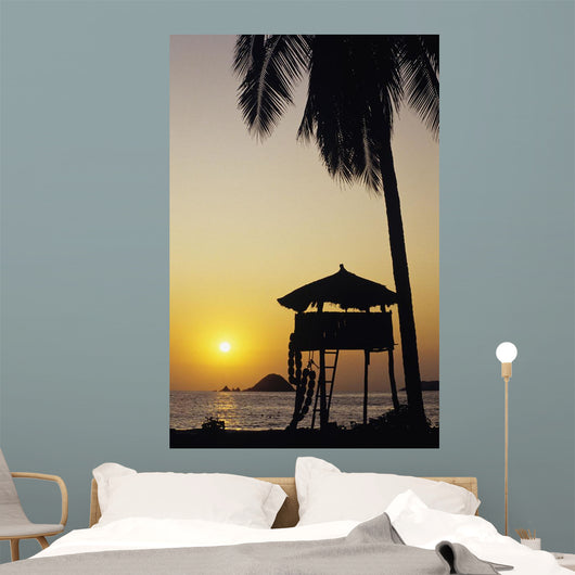 Mexico Silhouette Beach Bungalow Wall Decal