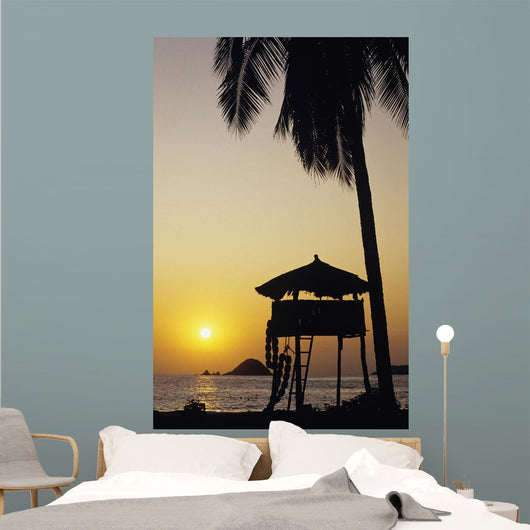 Mexico Silhouette Beach Bungalow Wall Decal