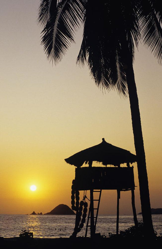 Mexico Silhouette Beach Bungalow Wall Decal