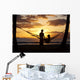 Silhouette Of Woman In Hammock And Man Standing Next To Her Wall Mural
