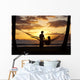 Silhouette Of Woman In Hammock And Man Standing Next To Her Wall Mural